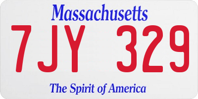 MA license plate 7JY329