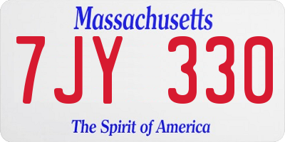 MA license plate 7JY330