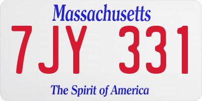 MA license plate 7JY331