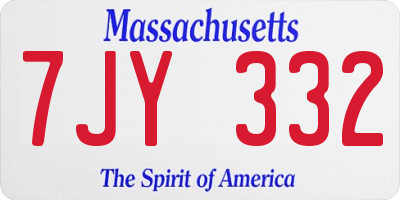 MA license plate 7JY332