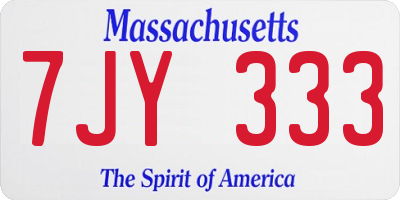 MA license plate 7JY333