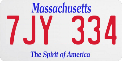 MA license plate 7JY334