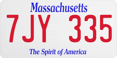 MA license plate 7JY335