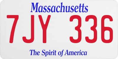 MA license plate 7JY336