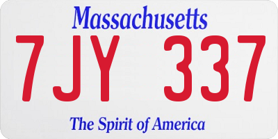 MA license plate 7JY337