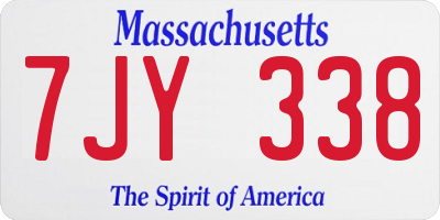 MA license plate 7JY338