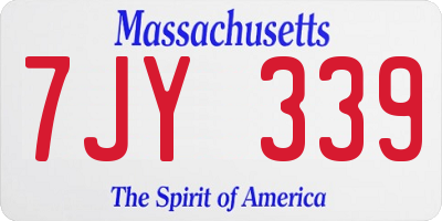 MA license plate 7JY339