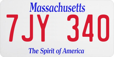 MA license plate 7JY340