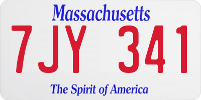 MA license plate 7JY341