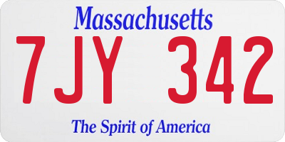 MA license plate 7JY342