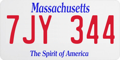 MA license plate 7JY344
