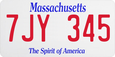 MA license plate 7JY345