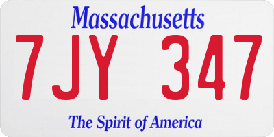 MA license plate 7JY347