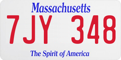 MA license plate 7JY348