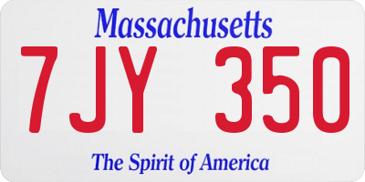 MA license plate 7JY350