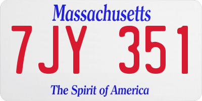 MA license plate 7JY351