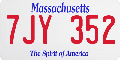 MA license plate 7JY352