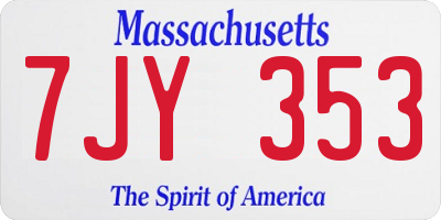 MA license plate 7JY353