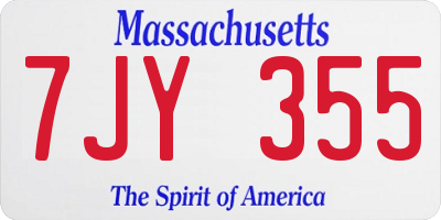 MA license plate 7JY355
