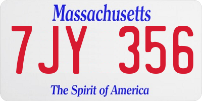 MA license plate 7JY356