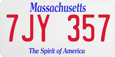 MA license plate 7JY357