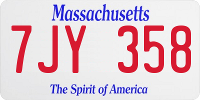MA license plate 7JY358