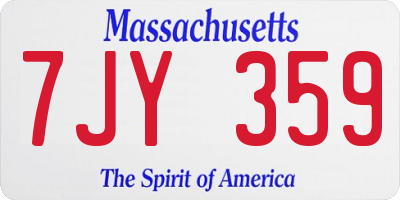 MA license plate 7JY359