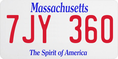 MA license plate 7JY360