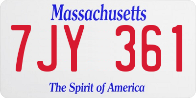MA license plate 7JY361
