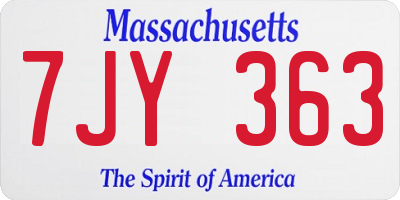 MA license plate 7JY363