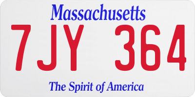 MA license plate 7JY364