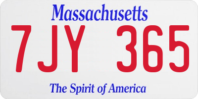 MA license plate 7JY365