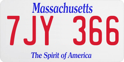MA license plate 7JY366