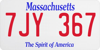 MA license plate 7JY367