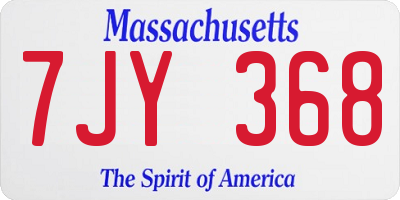 MA license plate 7JY368