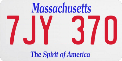 MA license plate 7JY370