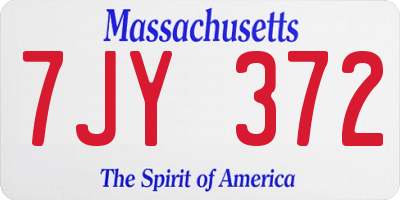 MA license plate 7JY372