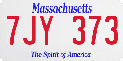 MA license plate 7JY373