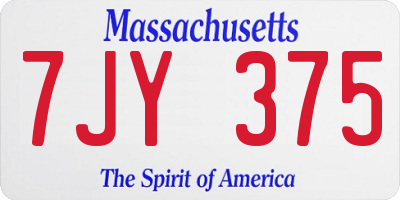 MA license plate 7JY375