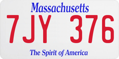 MA license plate 7JY376