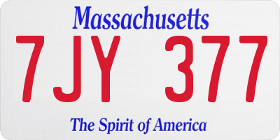 MA license plate 7JY377