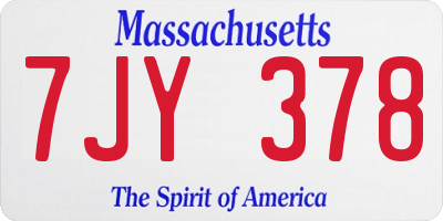 MA license plate 7JY378