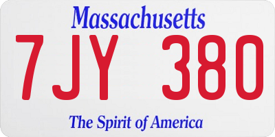 MA license plate 7JY380