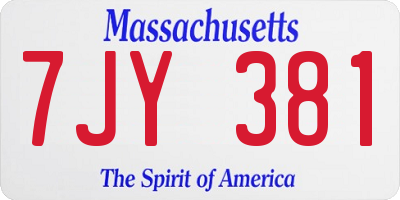 MA license plate 7JY381