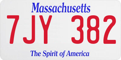 MA license plate 7JY382