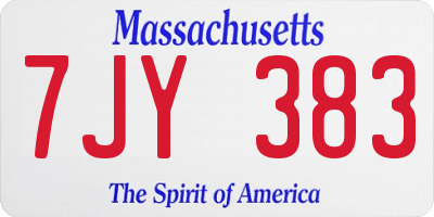MA license plate 7JY383