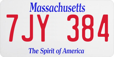 MA license plate 7JY384