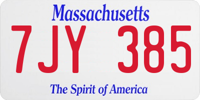 MA license plate 7JY385