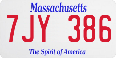 MA license plate 7JY386