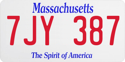 MA license plate 7JY387